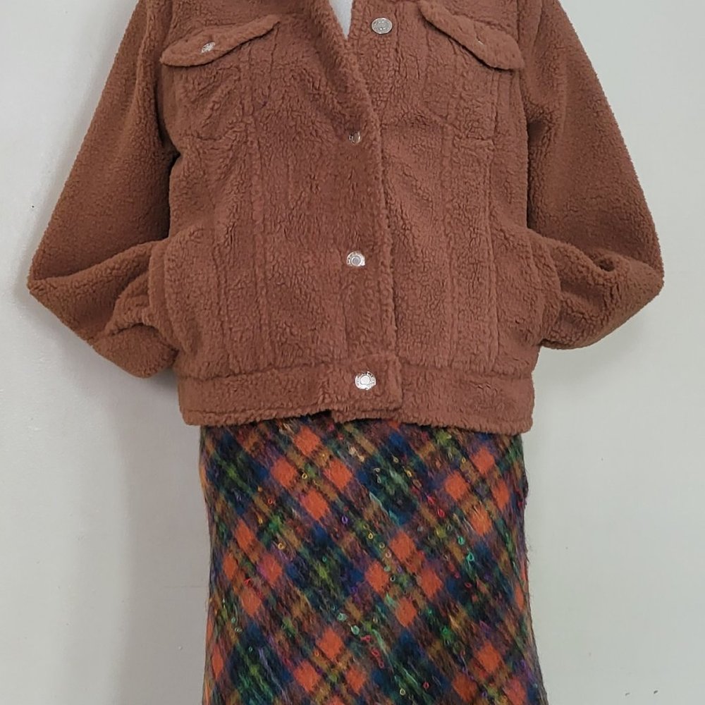 CHARLES  GRAY  LONDON VINTAGE MOHAIR PLAID SKIRT - Picture 4 of 5